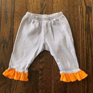 Magnolia Baby Girls 6M Purple/White Striped Orange Ruffle Pants 100% Pima Cotton